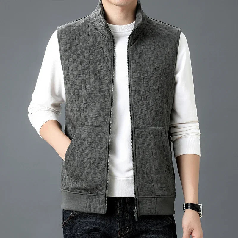 Men's Zip Vest Grey Organic Cotton Blend
