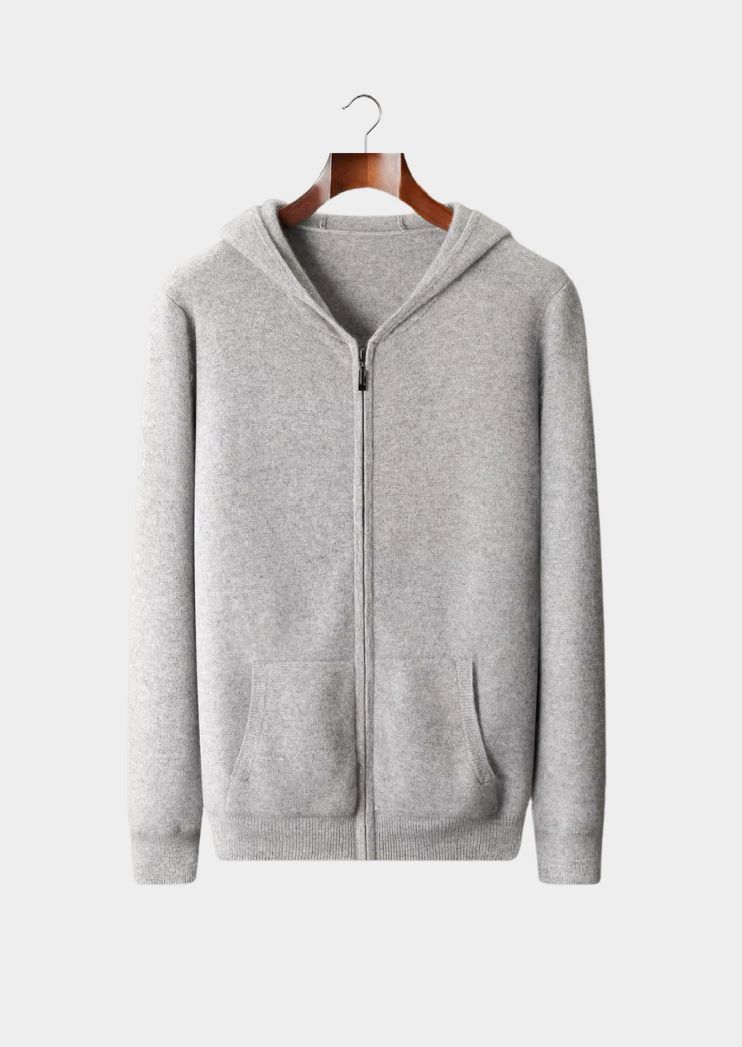 Men's Zipper Hoodie Grey Extra-Fine Merino Wool 1
