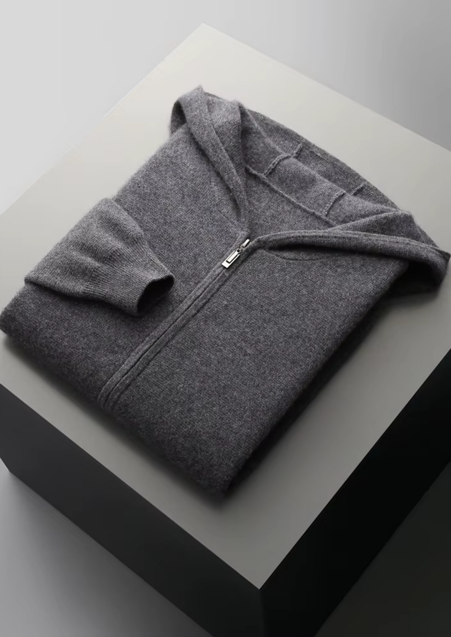 Men's Zipper Hoodie Grey Extra-Fine Merino Wool 10