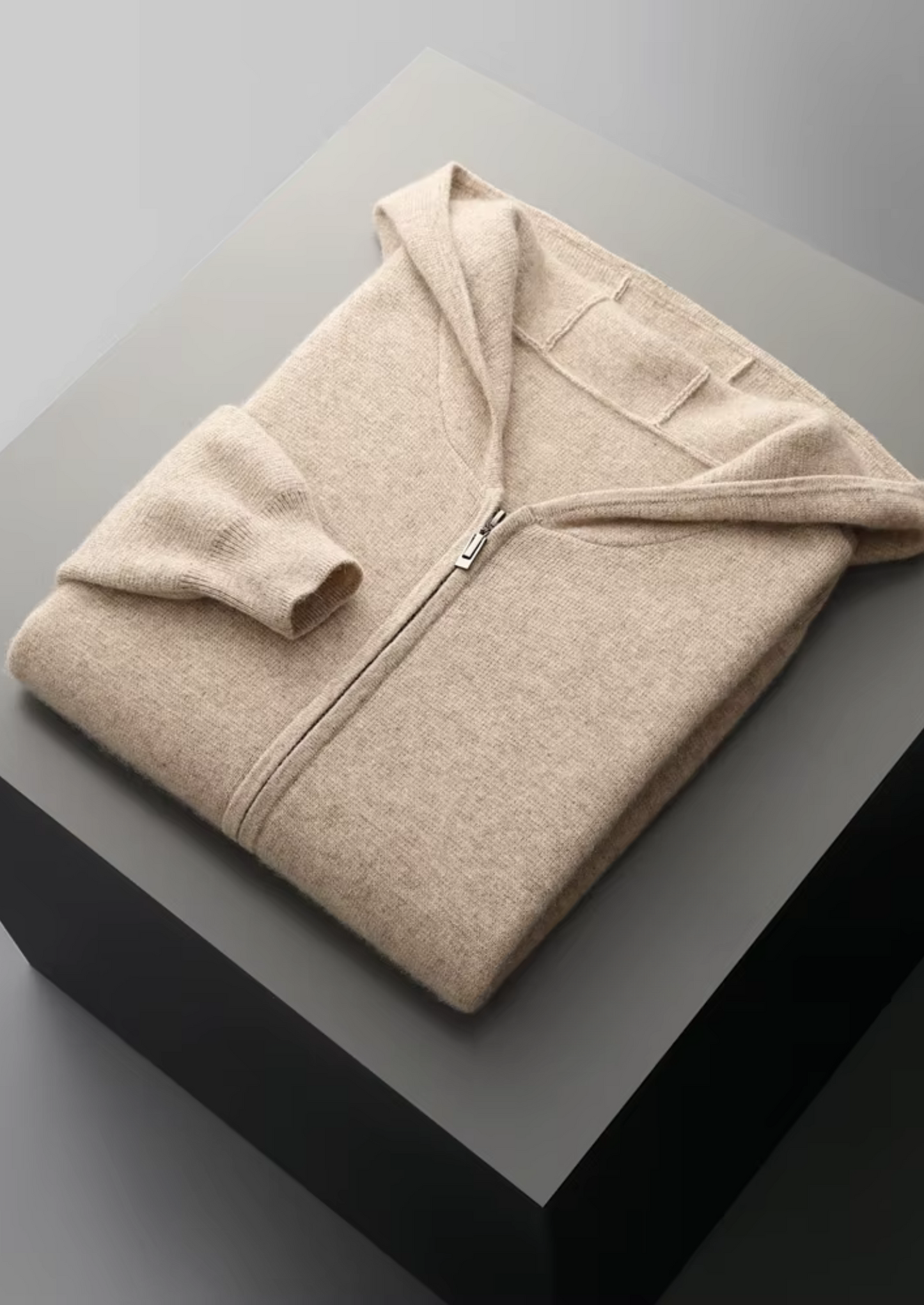 Men's Zipper Hoodie Grey Extra-Fine Merino Wool 11