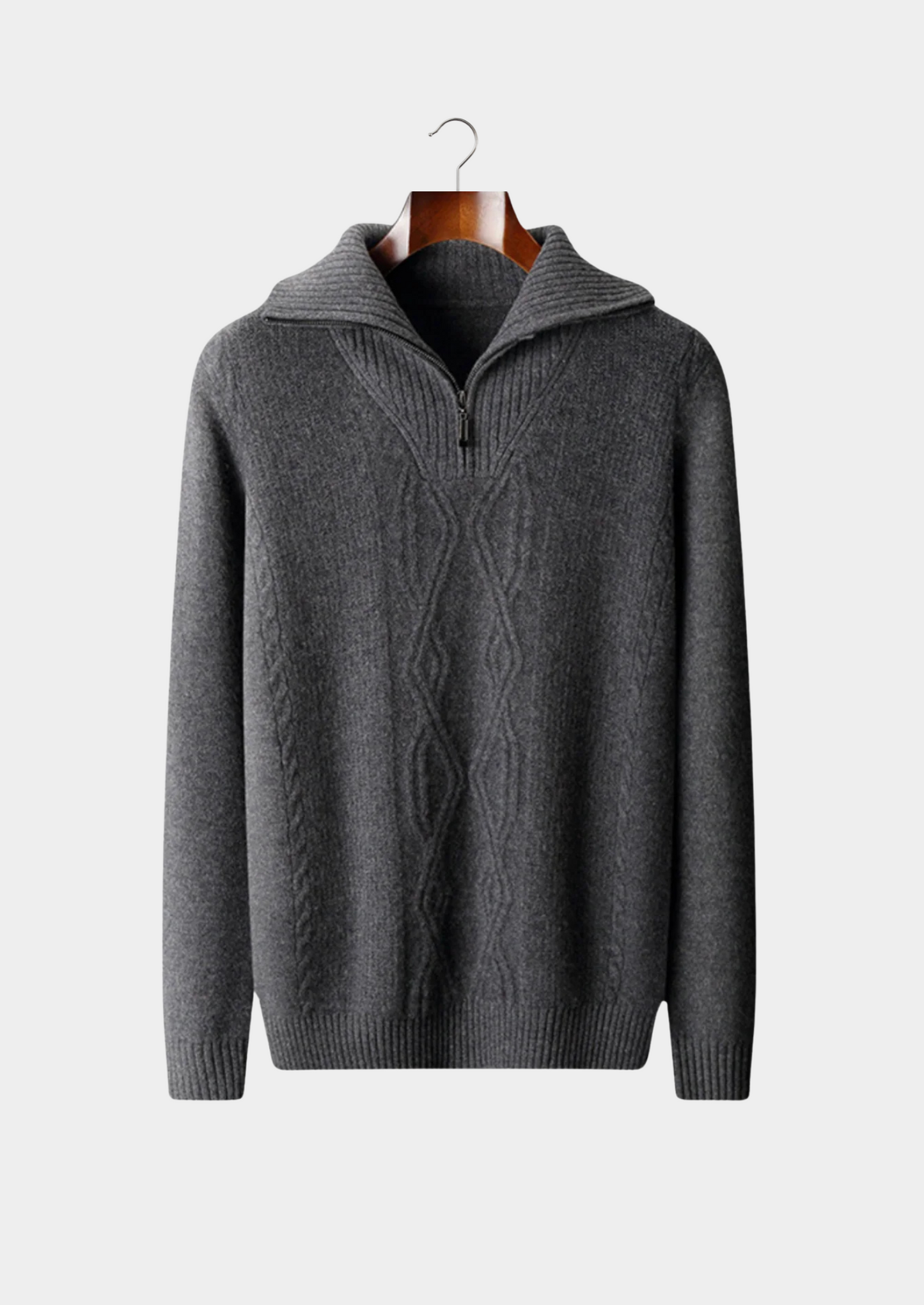 Merino Wool Half Zip Sweater Grey Extra-Fine