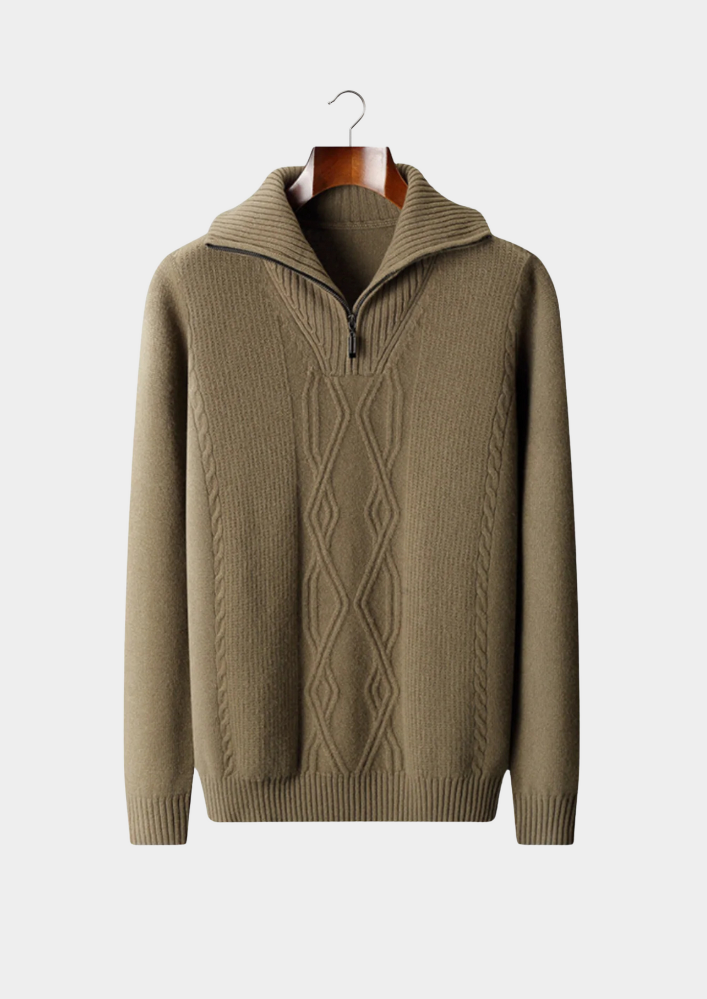 Merino Wool Half Zip Sweater Grey Extra-Fine