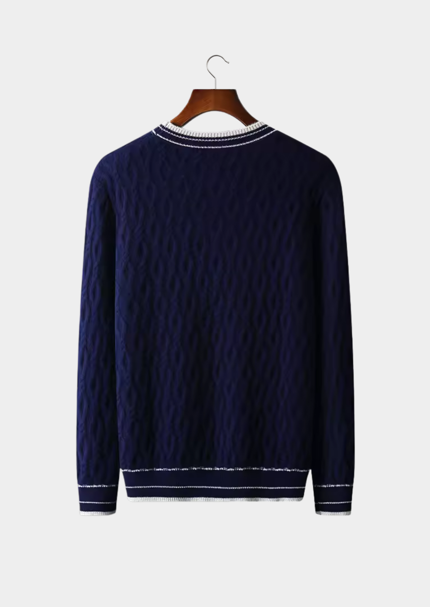 Merino Wool Jacquard Crewneck Sweater Gray 100% Extra-Fine Wool