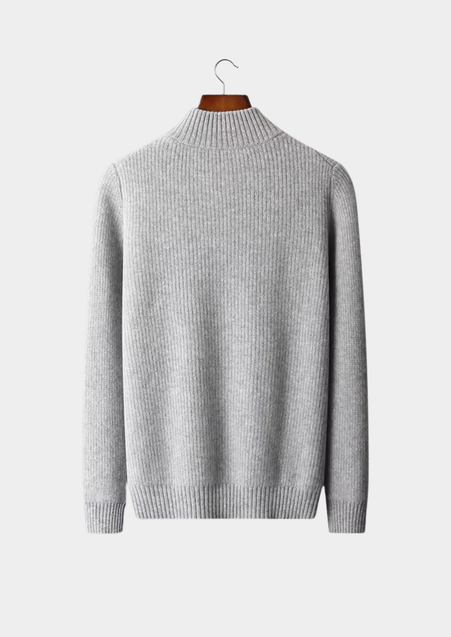 Merino Wool Ribbed Cardigan Gray Extra-Fine