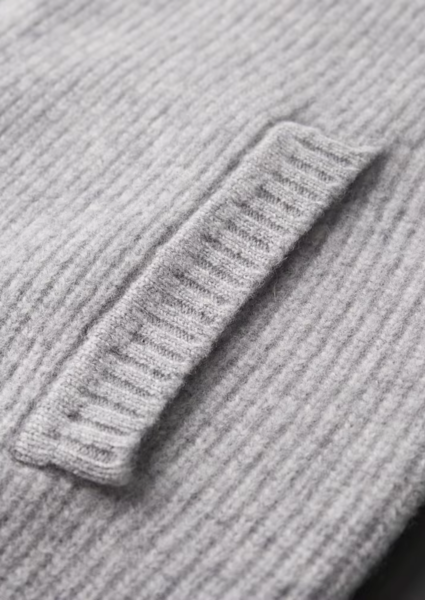 Merino Wool Ribbed Cardigan Gray Extra-Fine