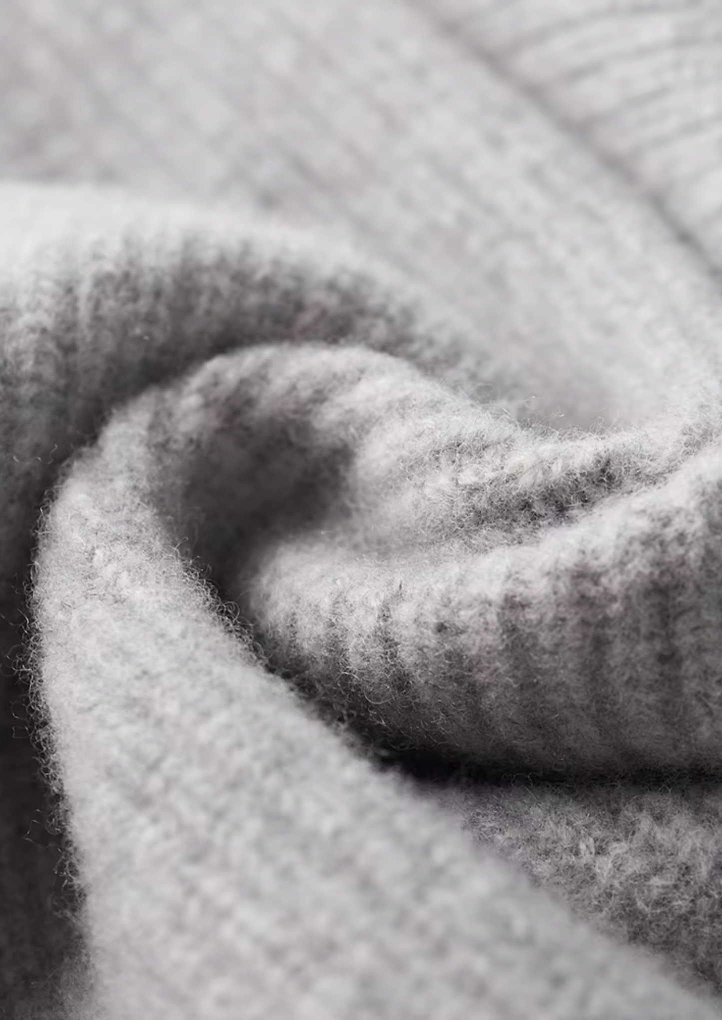 Merino Wool Ribbed Cardigan Gray Extra-Fine