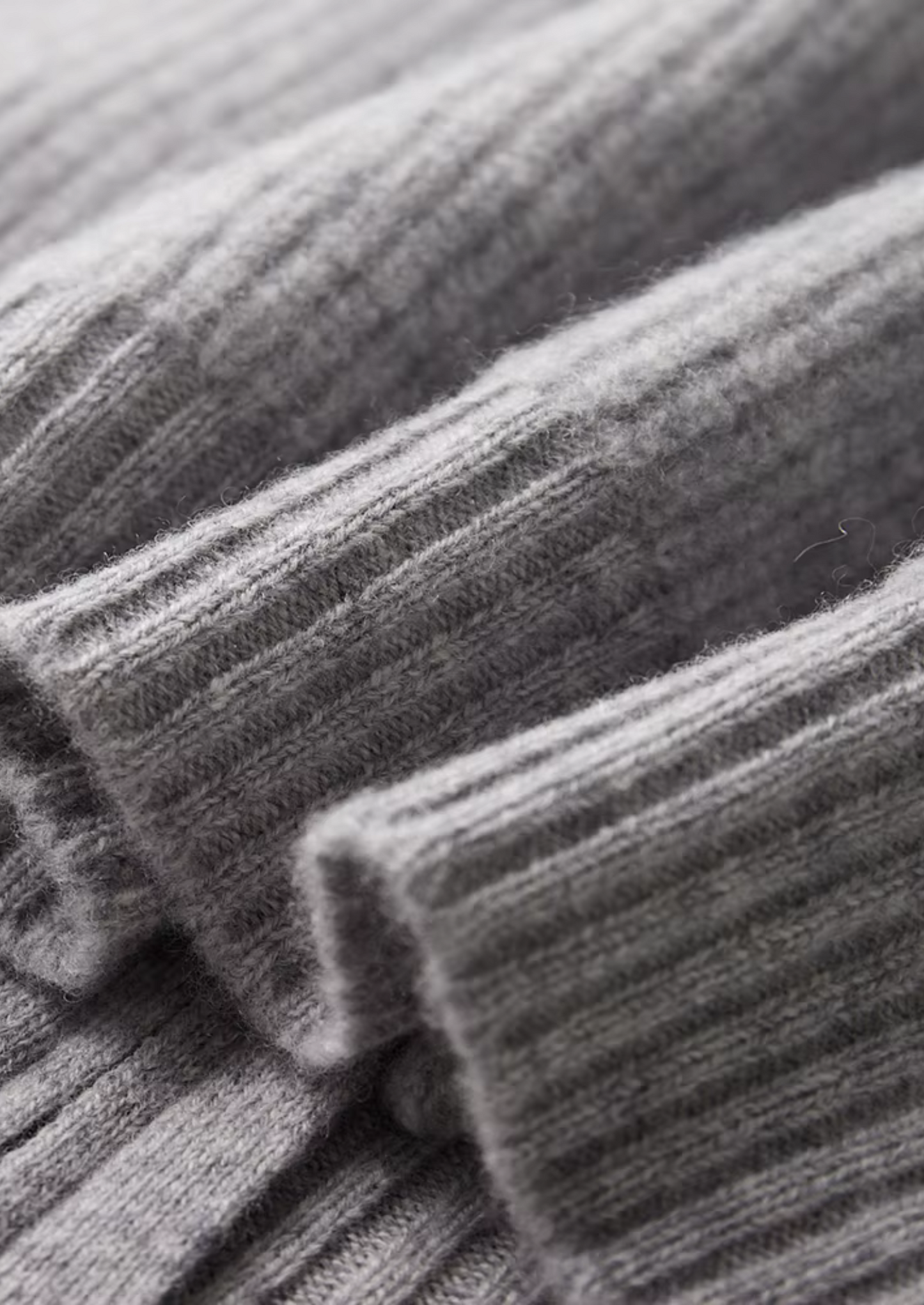 Merino Wool Ribbed Cardigan Gray Extra-Fine