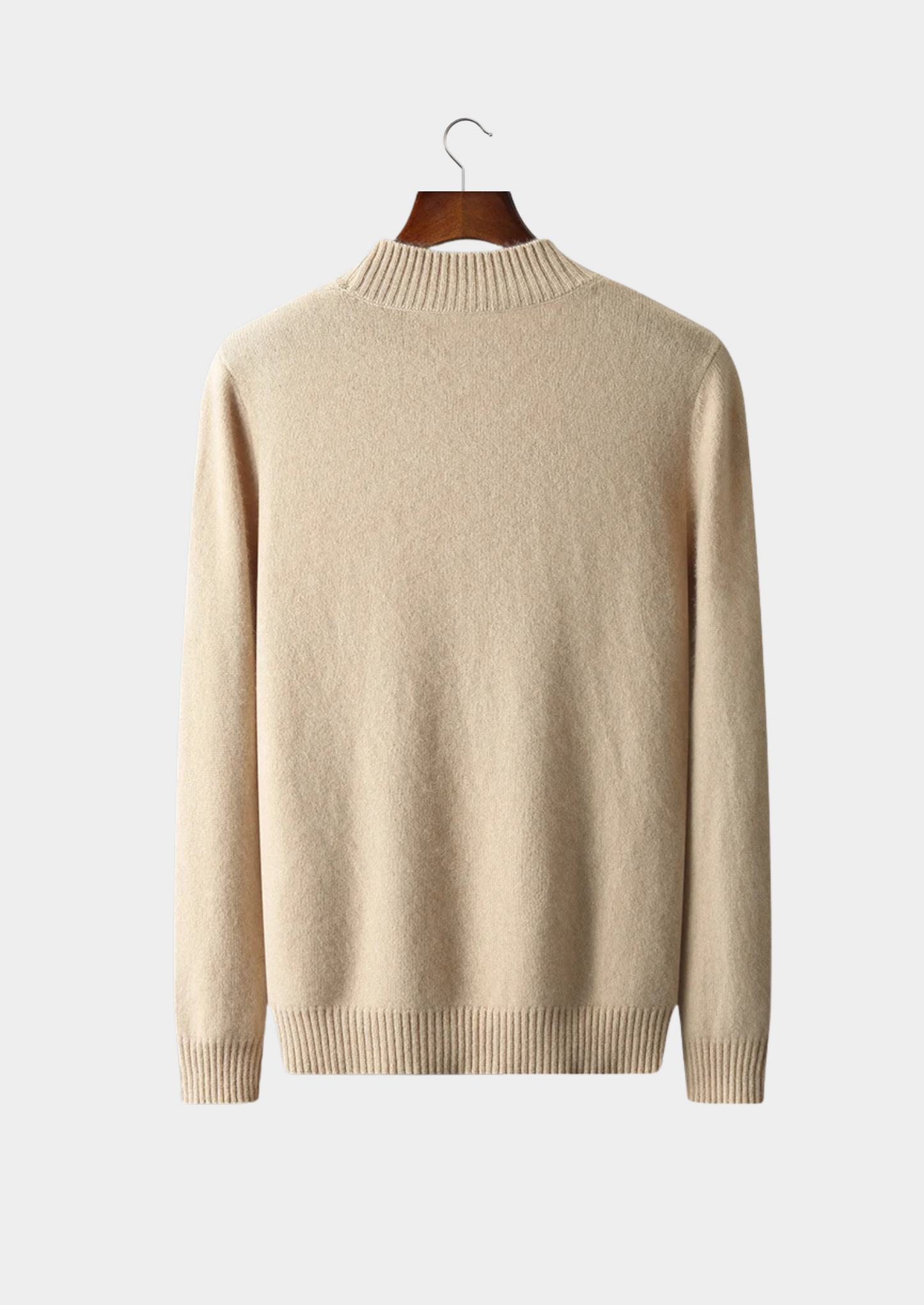 Mockneck Sweater Gray Jacquard Extra-Fine Merino Wool