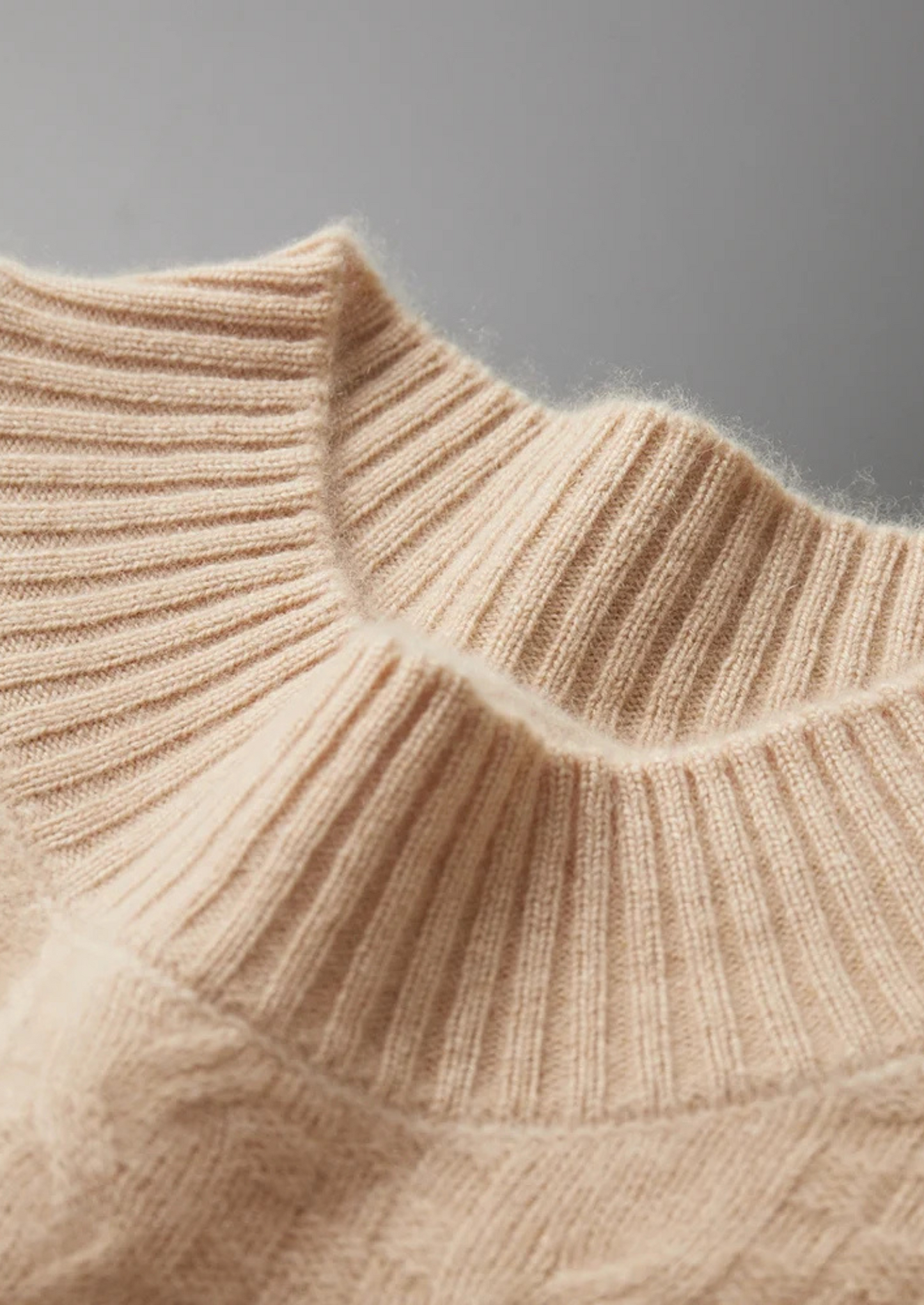 Mockneck Sweater Gray Jacquard Extra-Fine Merino Wool