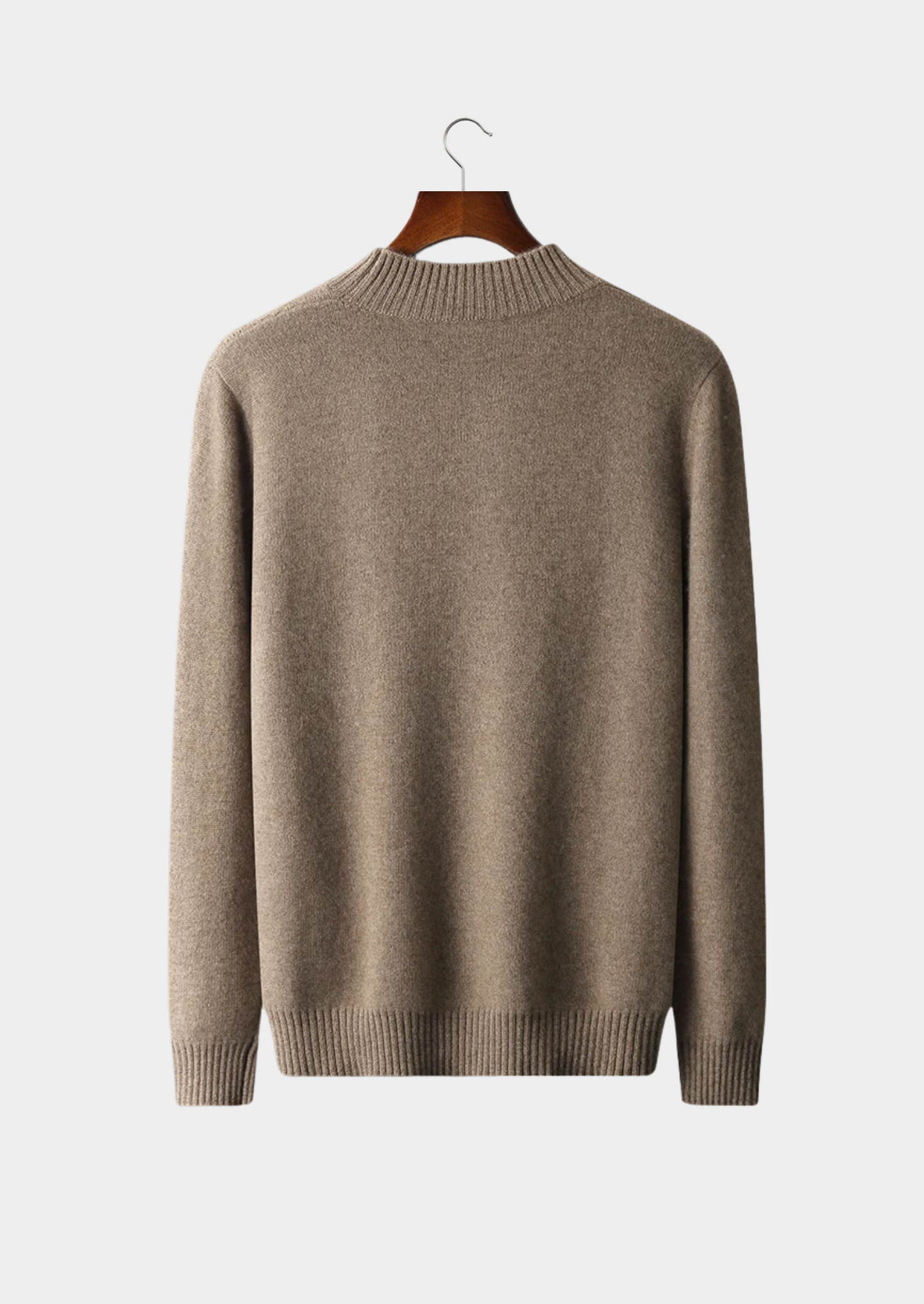 Mockneck Sweater Gray Jacquard Extra-Fine Merino Wool