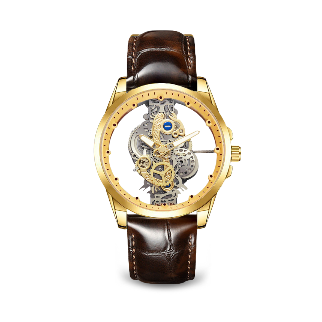 Motorhead Lone Wolf Wild Gold Edition - Skeleton Dial Watch with Leather Strap 10