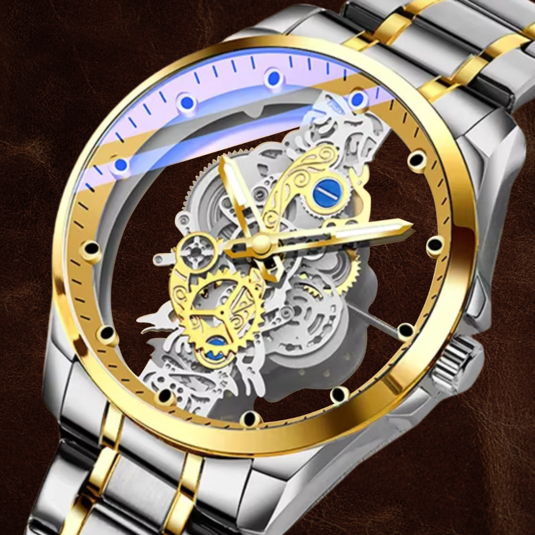 Motorhead Lone Wolf Wild Gold Edition - Skeleton Dial Watch with Leather Strap 5