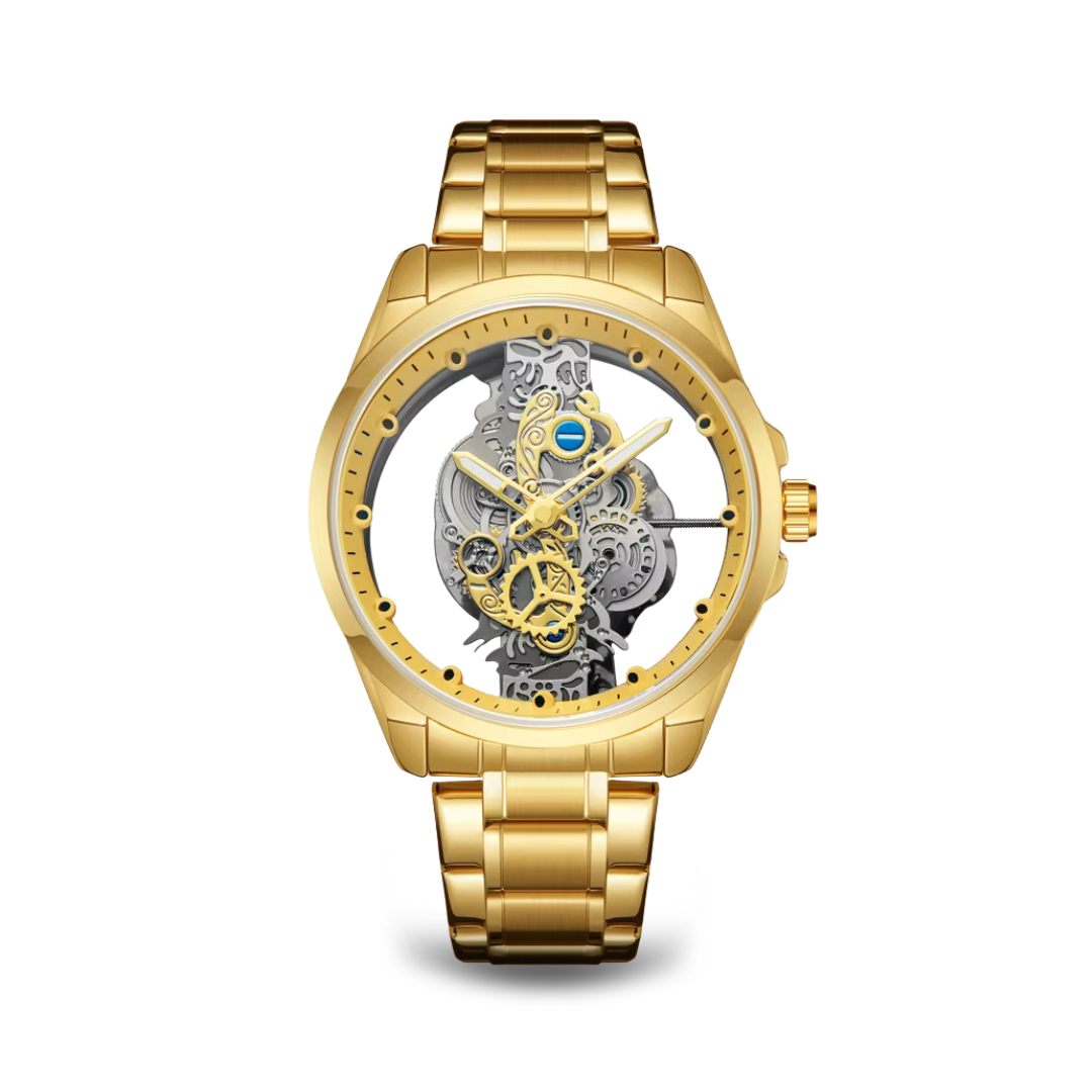Motorhead Lone Wolf Wild Gold Edition - Skeleton Dial Watch with Leather Strap 7