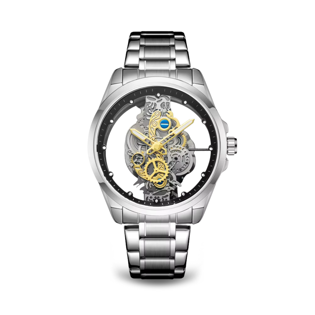 Motorhead Lone Wolf Wild Gold Edition - Skeleton Dial Watch with Leather Strap 8