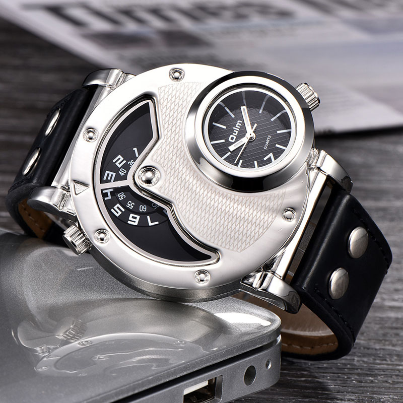 Multi-Time Zone Leather Strap Watch with Quartz Movement – Stylish and Durable for Modern Men 1