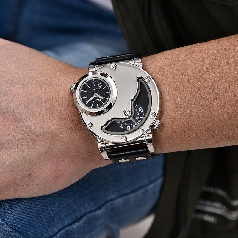 Multi-Time Zone Leather Strap Watch with Quartz Movement – Stylish and Durable for Modern Men 3