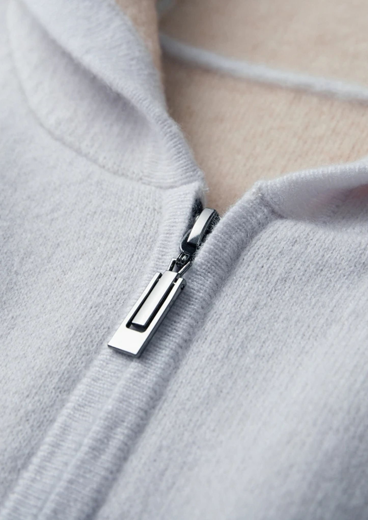 Premium Cashmere Two-Tone Zipper Hoodie