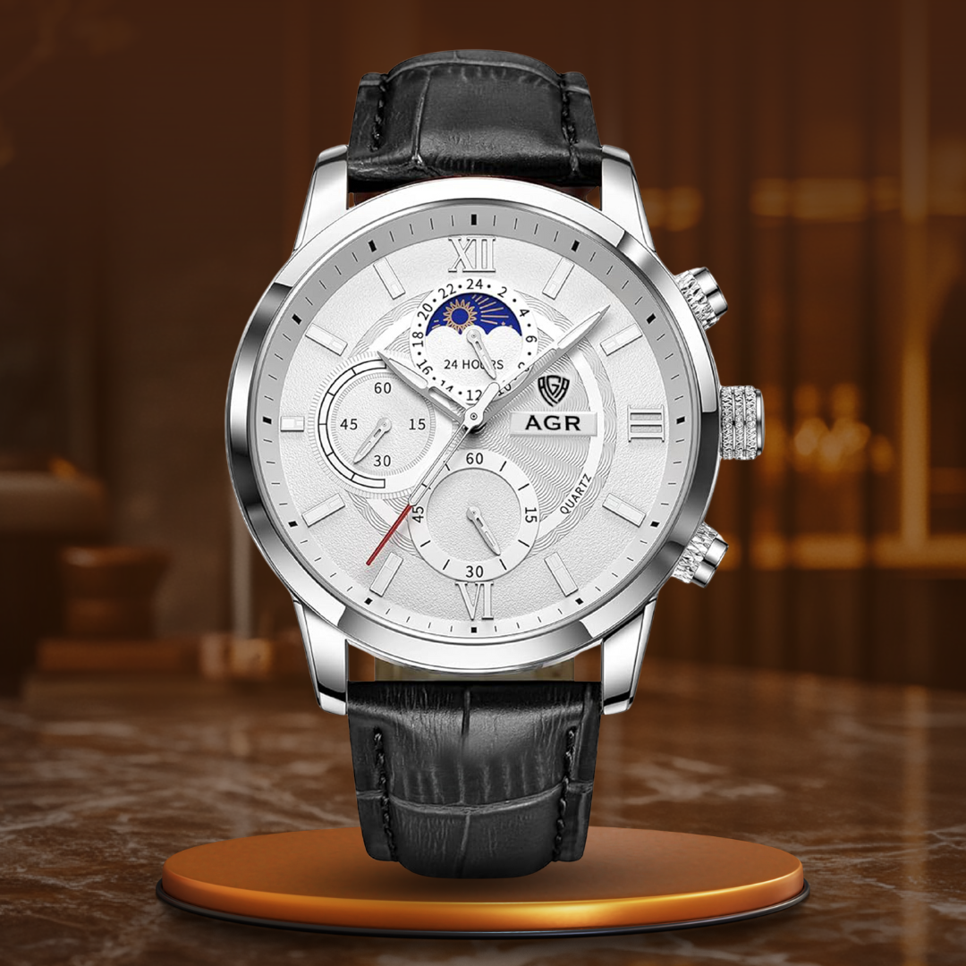Quartz Watch with Moon Phase Dial – 43mm Case