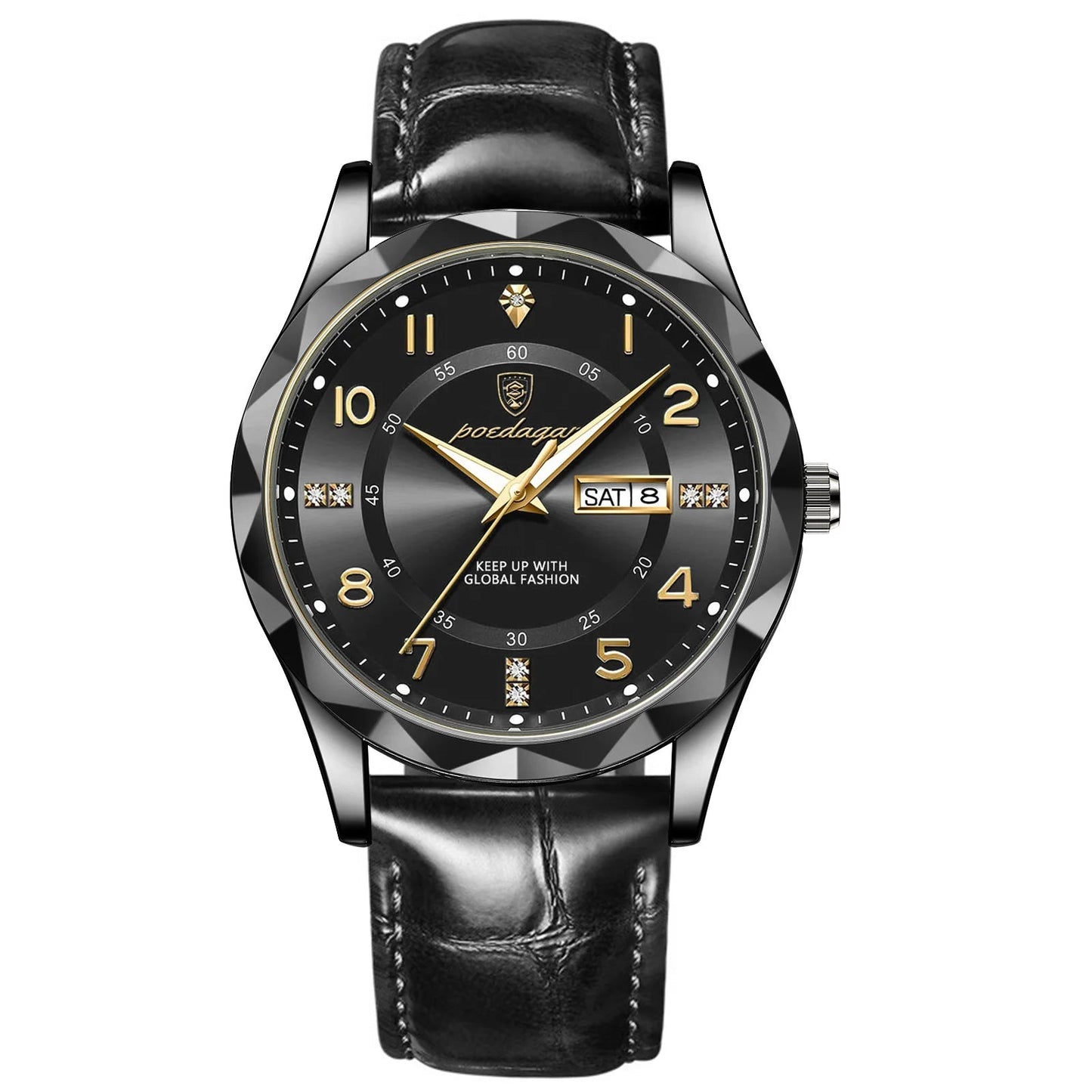 Men’s Luxury Quartz Watch – Leather Band with Luminous Display