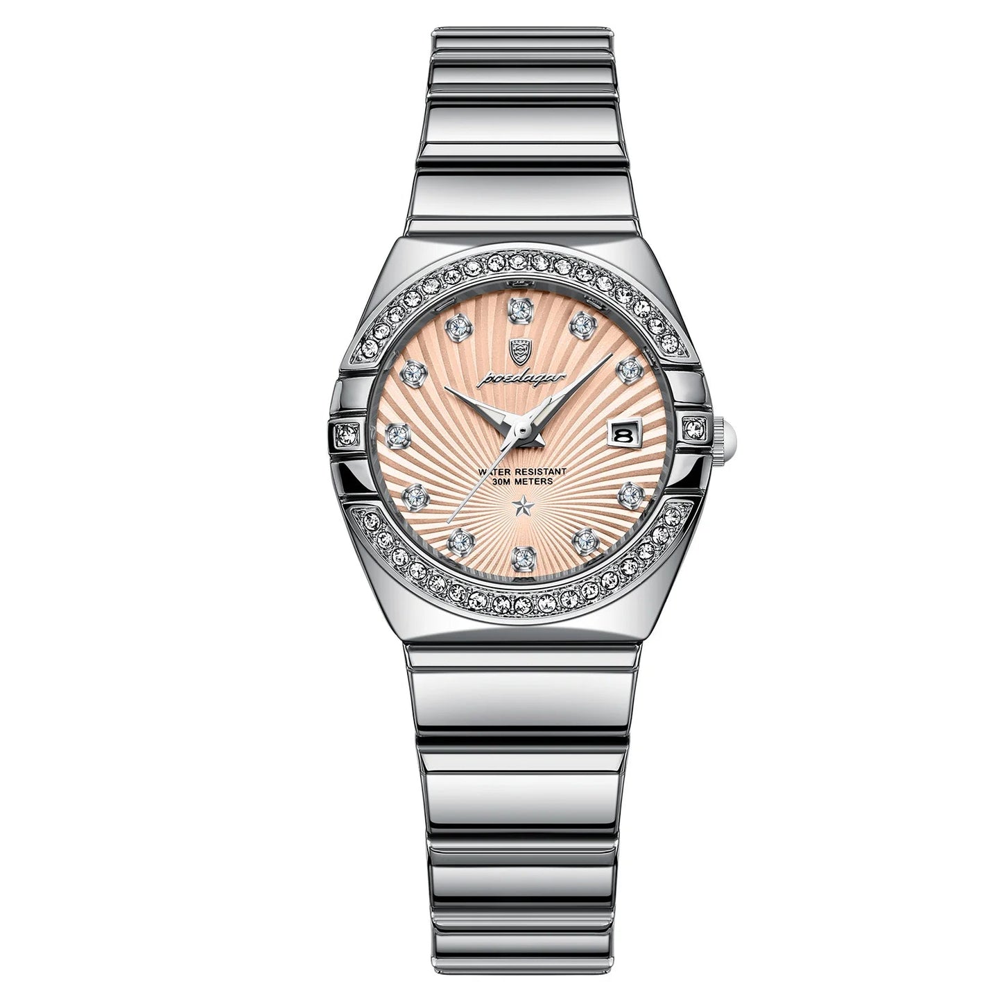 Women’s Diamond Quartz Watch – Two-Tone Stainless Steel with Luminous Display