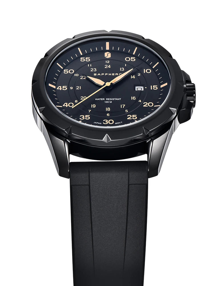 Men’s Bold Quartz Watch – Dual-Tone Stainless Steel with Sporty Silicone Band