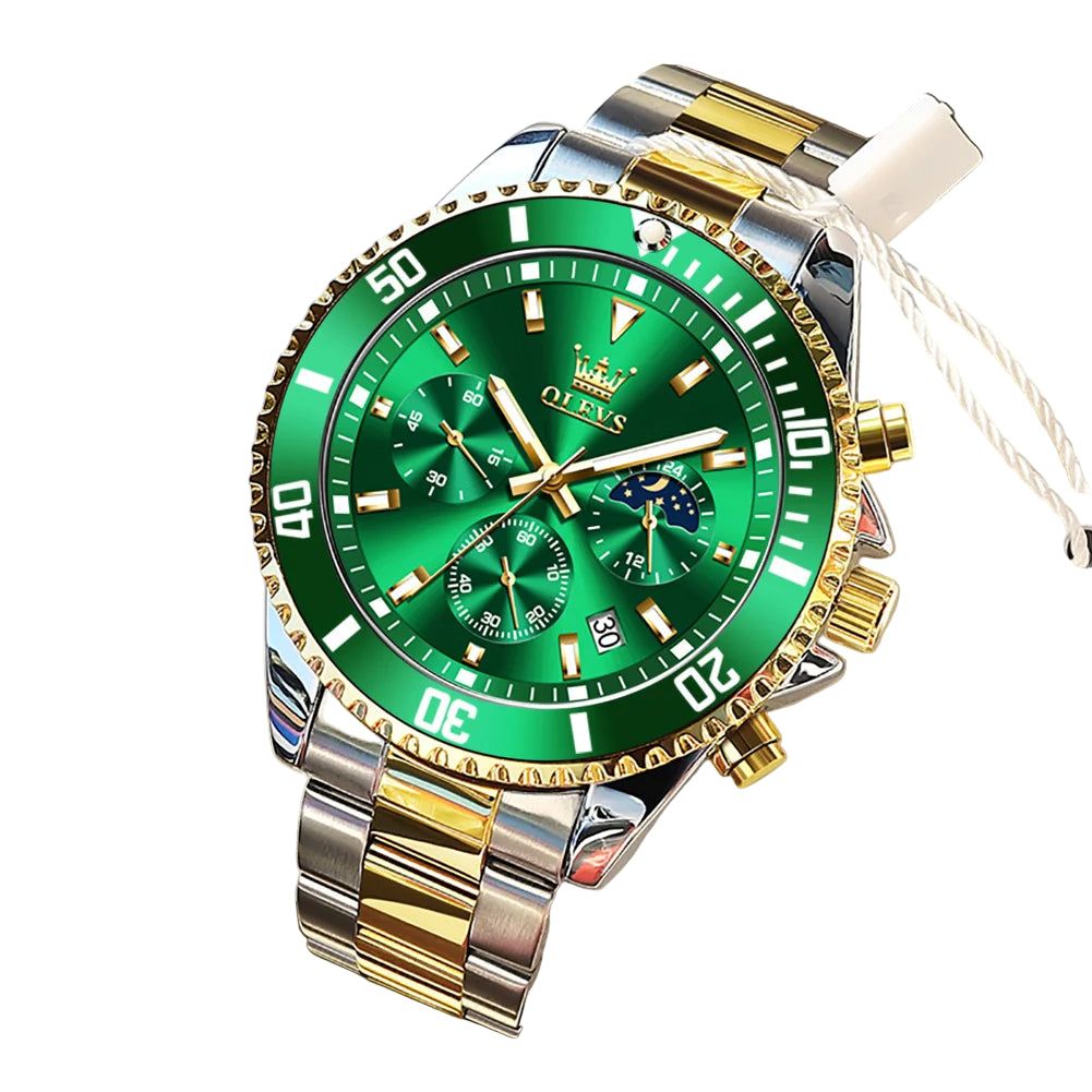 Men’s Quartz Watch – Stainless Steel Band with Day-Date Display