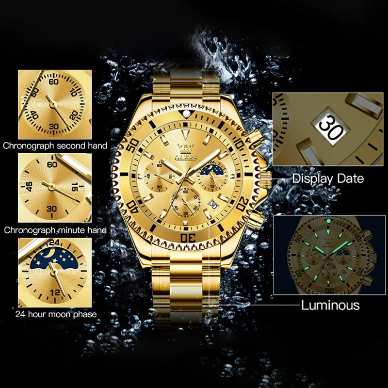 Men’s Quartz Watch – Stainless Steel Band with Day-Date Display