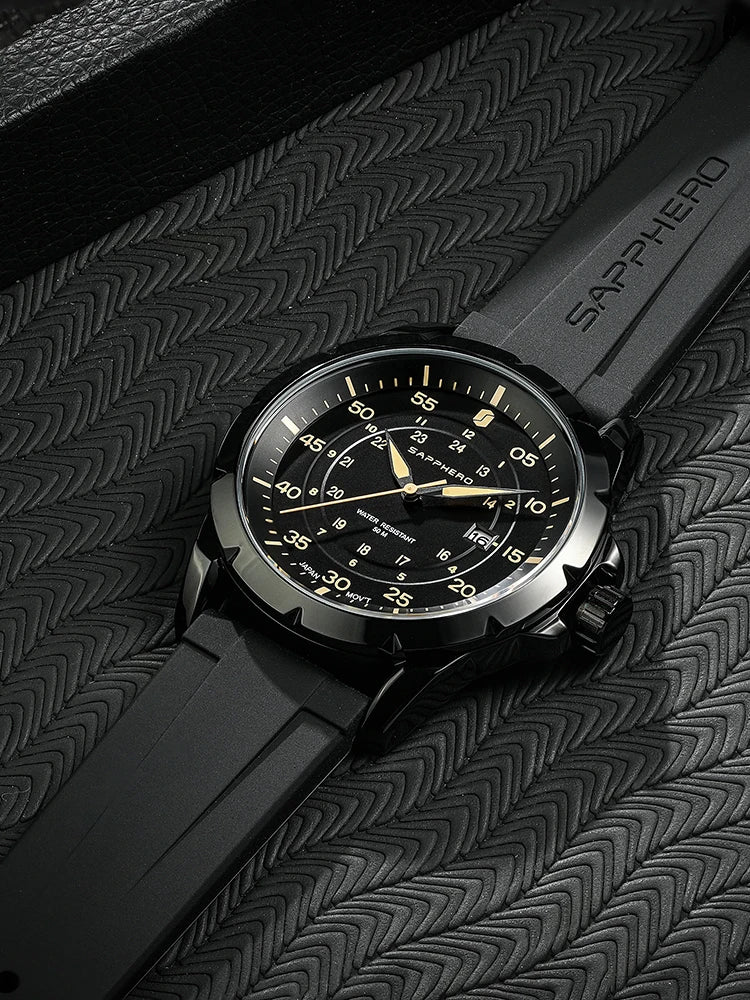 Men’s Bold Quartz Watch – Dual-Tone Stainless Steel with Sporty Silicone Band