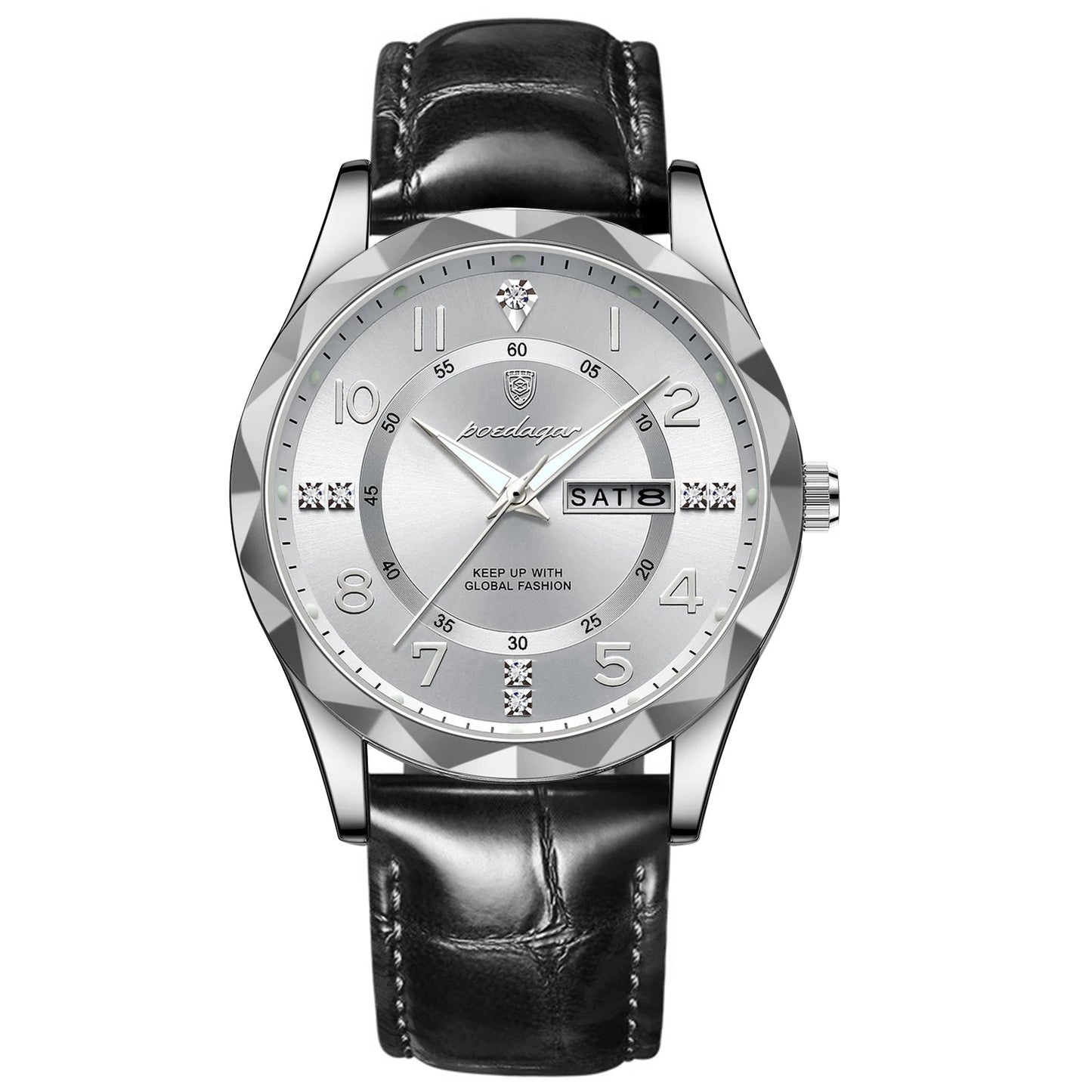 Men’s Luxury Quartz Watch – Leather Band with Luminous Display