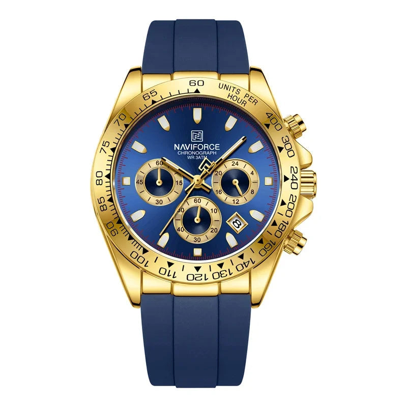 Men’s Sport Quartz Chronograph Watch – Silicone Band with Luminous Hands