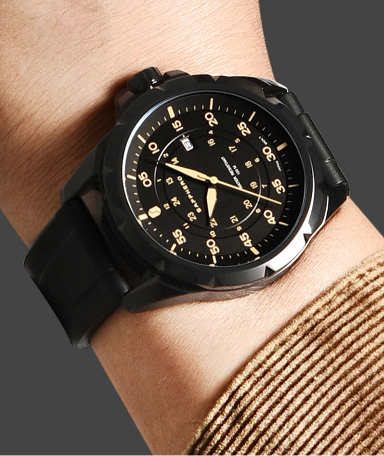 Men’s Bold Quartz Watch – Dual-Tone Stainless Steel with Sporty Silicone Band
