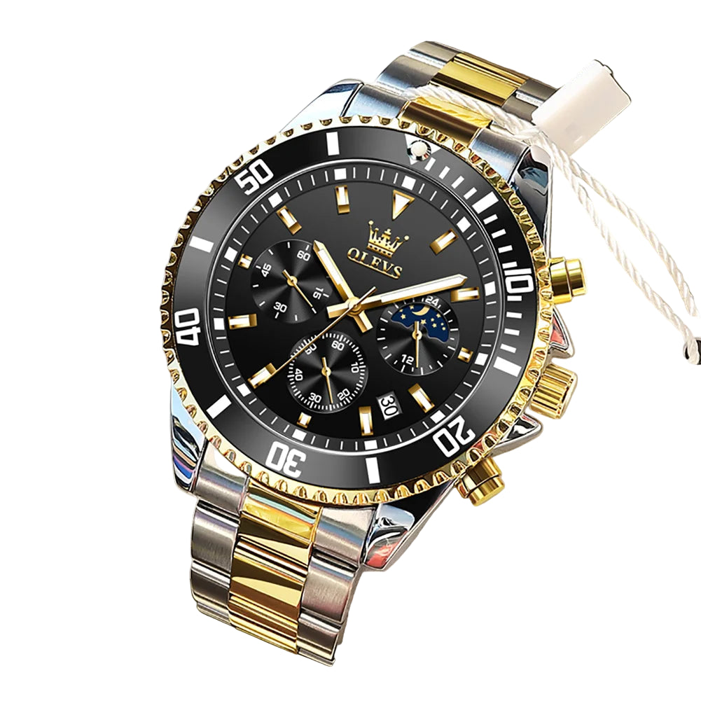 Men’s Quartz Watch – Stainless Steel Band with Day-Date Display