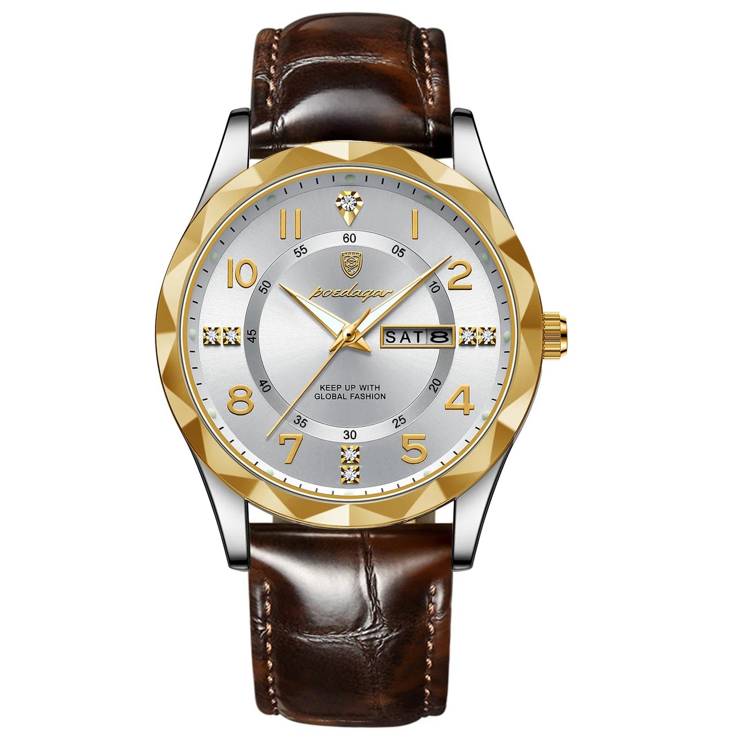 Men’s Luxury Quartz Watch – Leather Band with Luminous Display