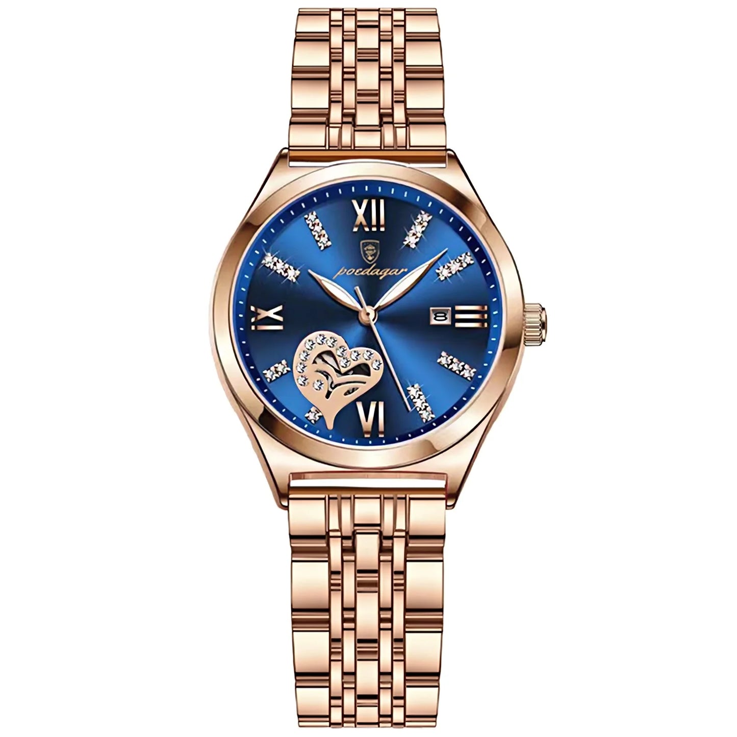 Women’s Luxury Quartz Watch – Stainless Steel Bracelet with Luminous Display