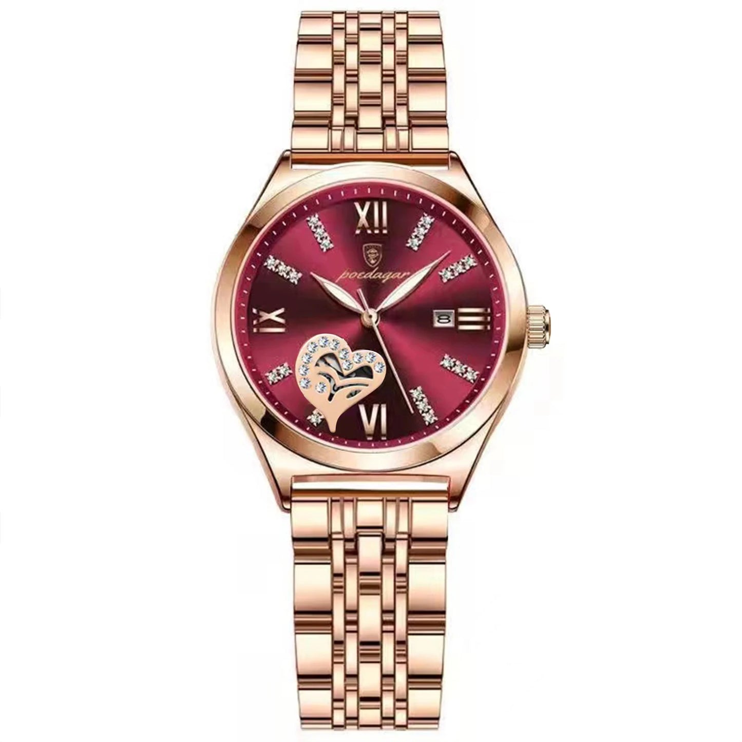 Women’s Luxury Quartz Watch – Stainless Steel Bracelet with Luminous Display