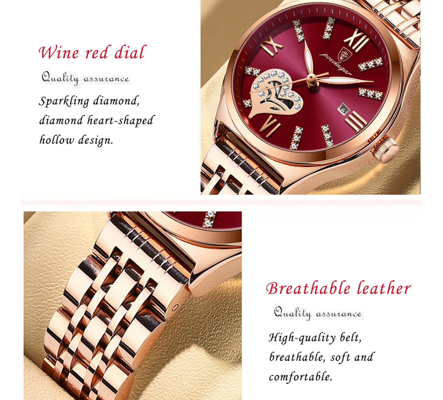 Women’s Luxury Quartz Watch – Stainless Steel Bracelet with Luminous Display