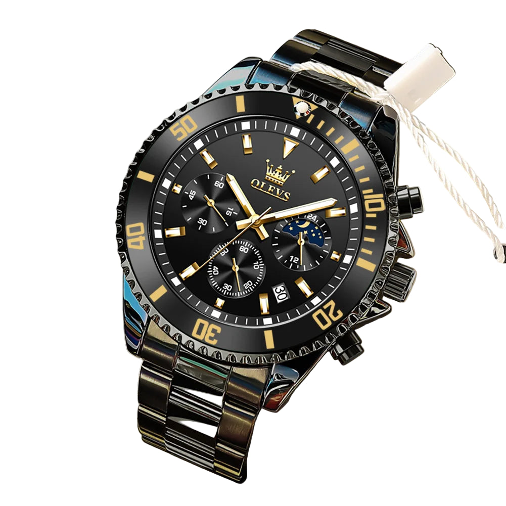 Men’s Quartz Watch – Stainless Steel Band with Day-Date Display