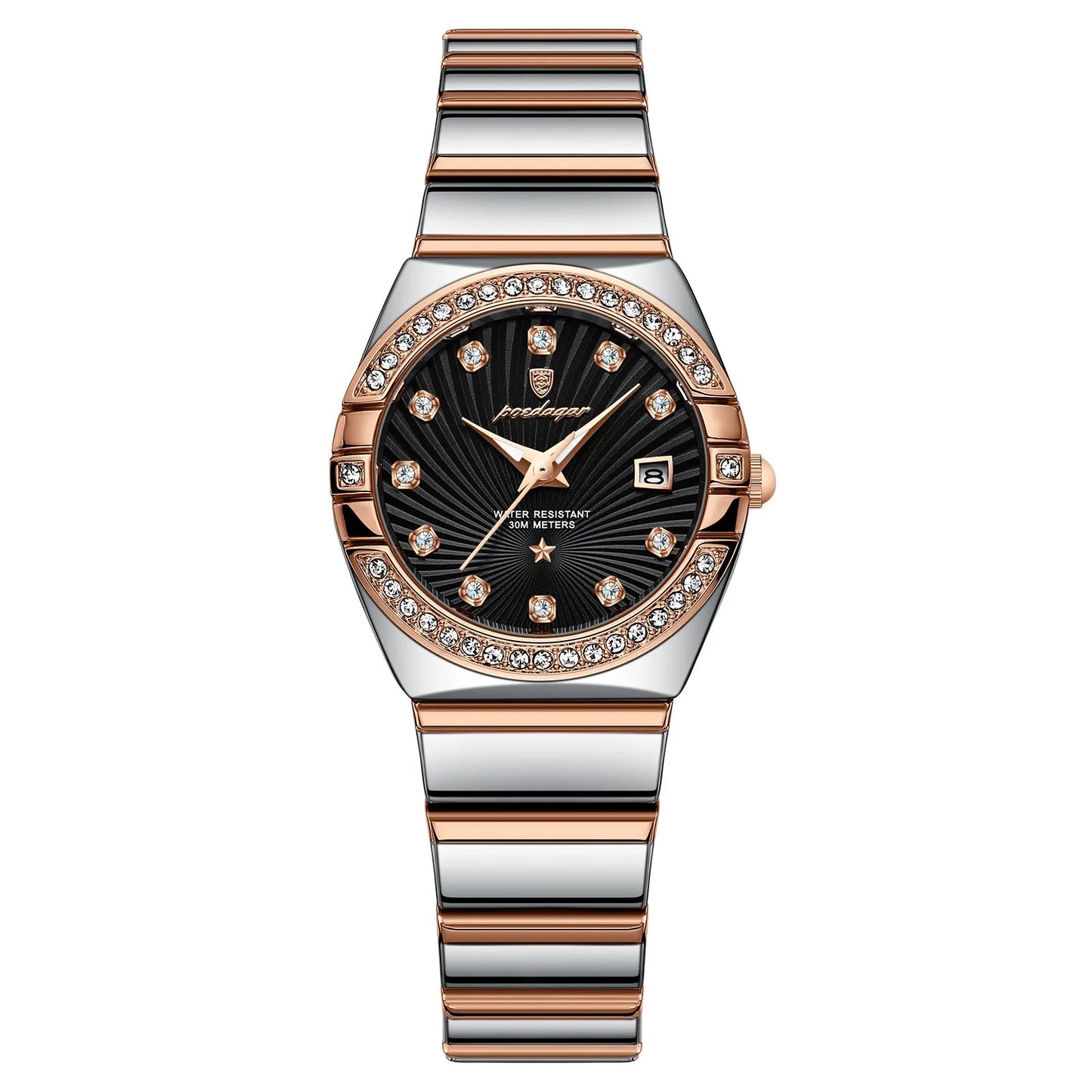 Women’s Diamond Quartz Watch – Two-Tone Stainless Steel with Luminous Display