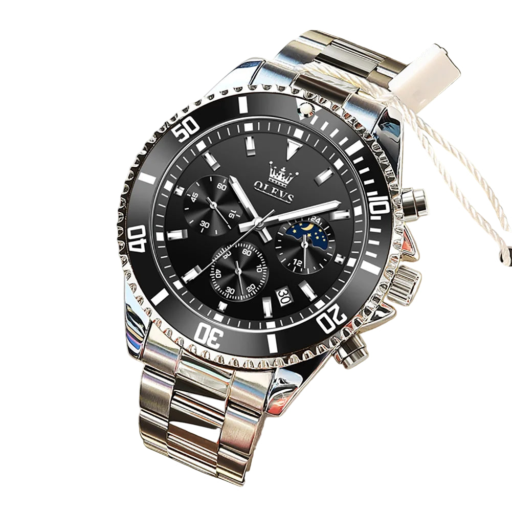 Men’s Quartz Watch – Stainless Steel Band with Day-Date Display