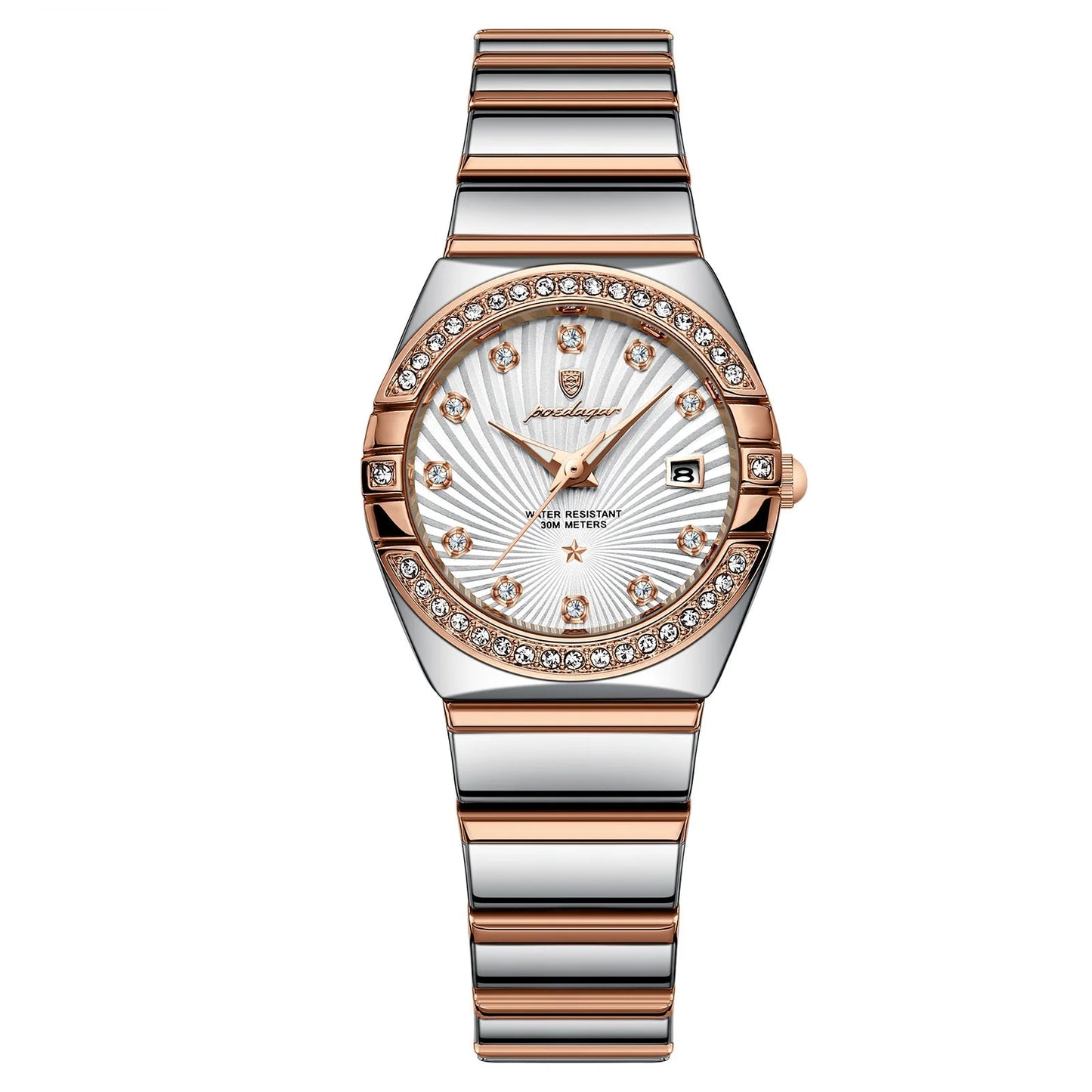Women’s Diamond Quartz Watch – Two-Tone Stainless Steel with Luminous Display