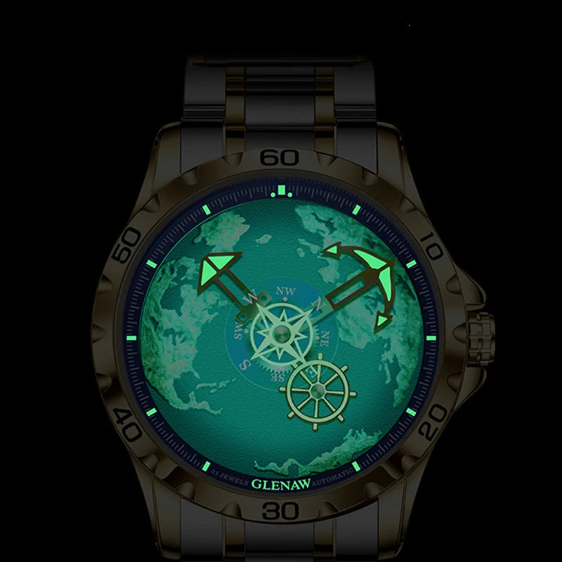 Men’s Automatic Luxury Watch – Stainless Steel with Luminous Display and Waterproof Design