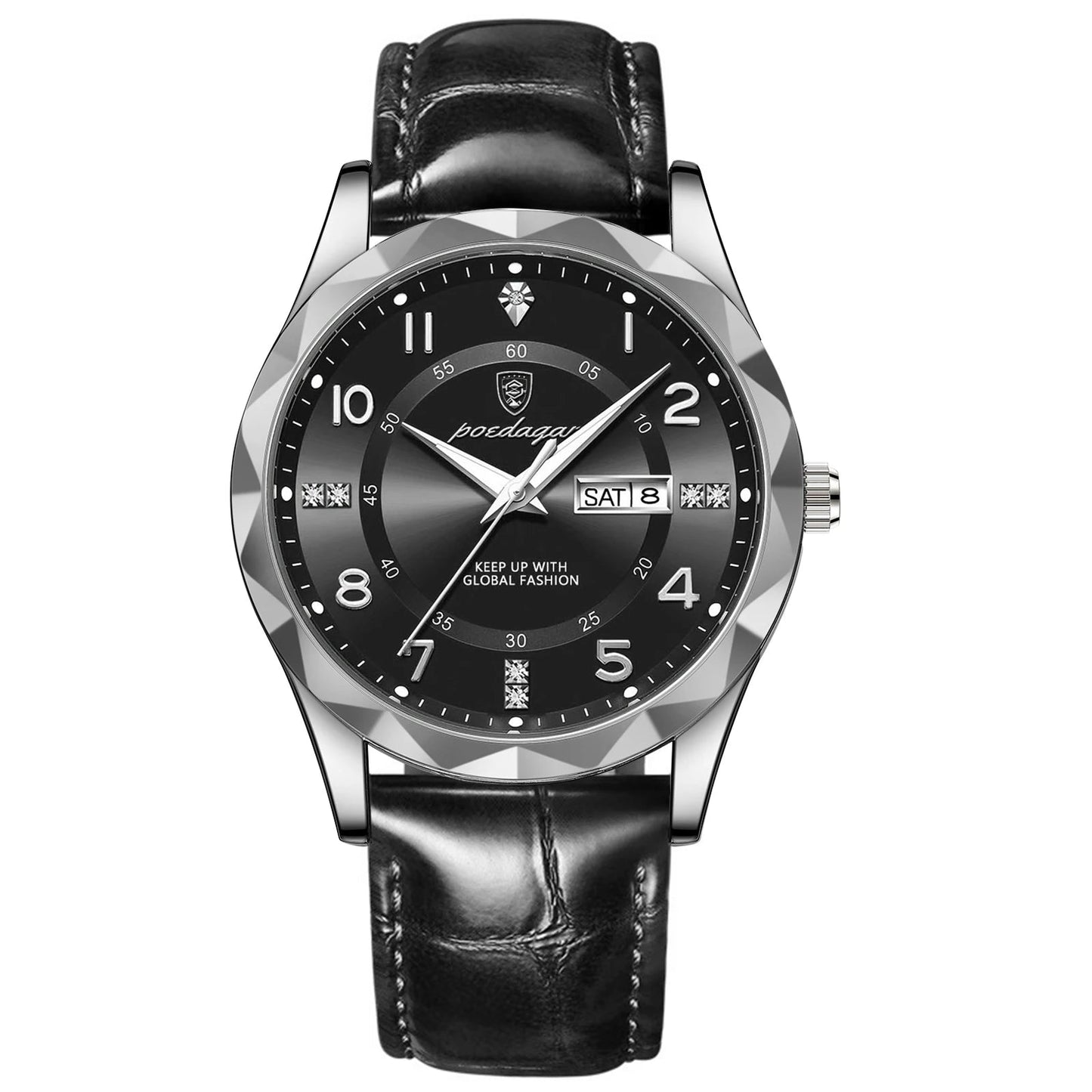 Men’s Luxury Quartz Watch – Leather Band with Luminous Display