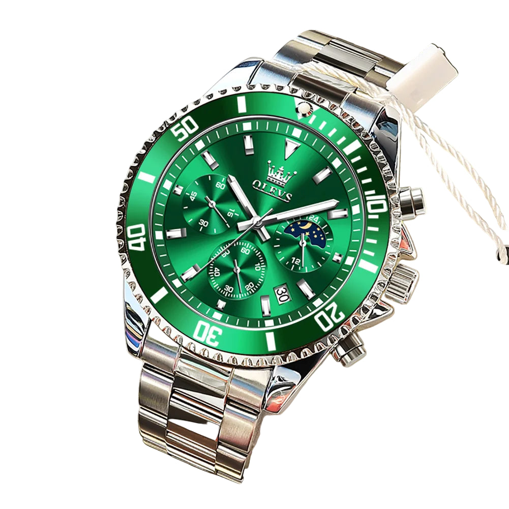 Men’s Quartz Watch – Stainless Steel Band with Day-Date Display