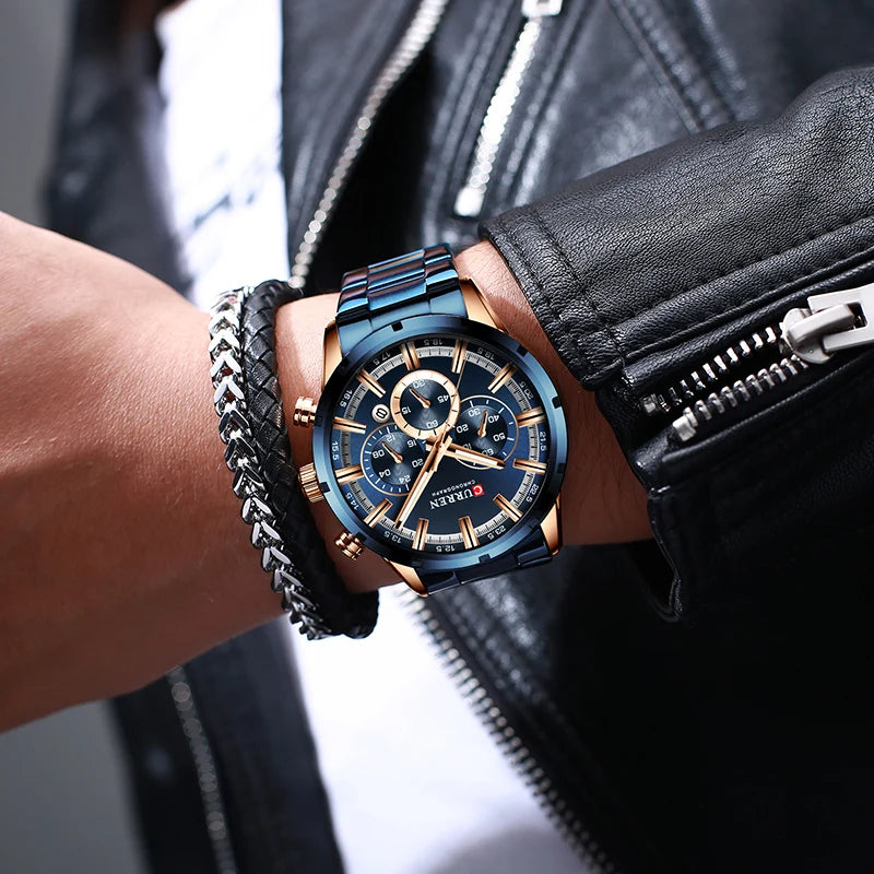 Men’s Classic Quartz Chronograph Watch – Large Case with Luminous Display