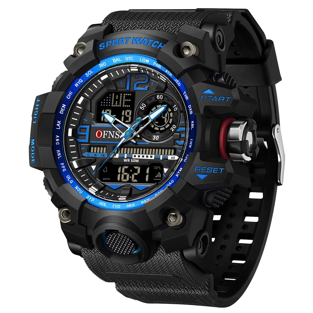 Men’s Multifunctional Sports Watch – LED Digital & Analog Military Quartz Design