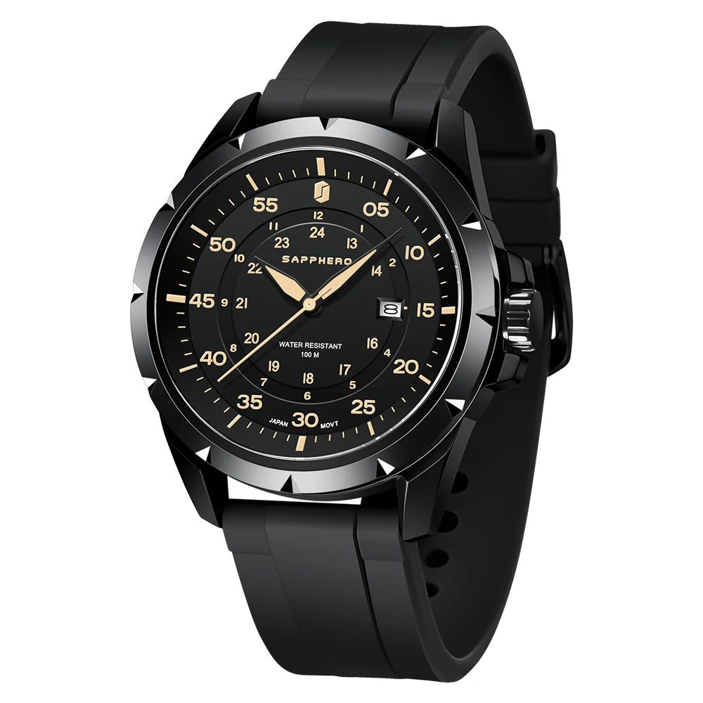 Men’s Bold Quartz Watch – Dual-Tone Stainless Steel with Sporty Silicone Band