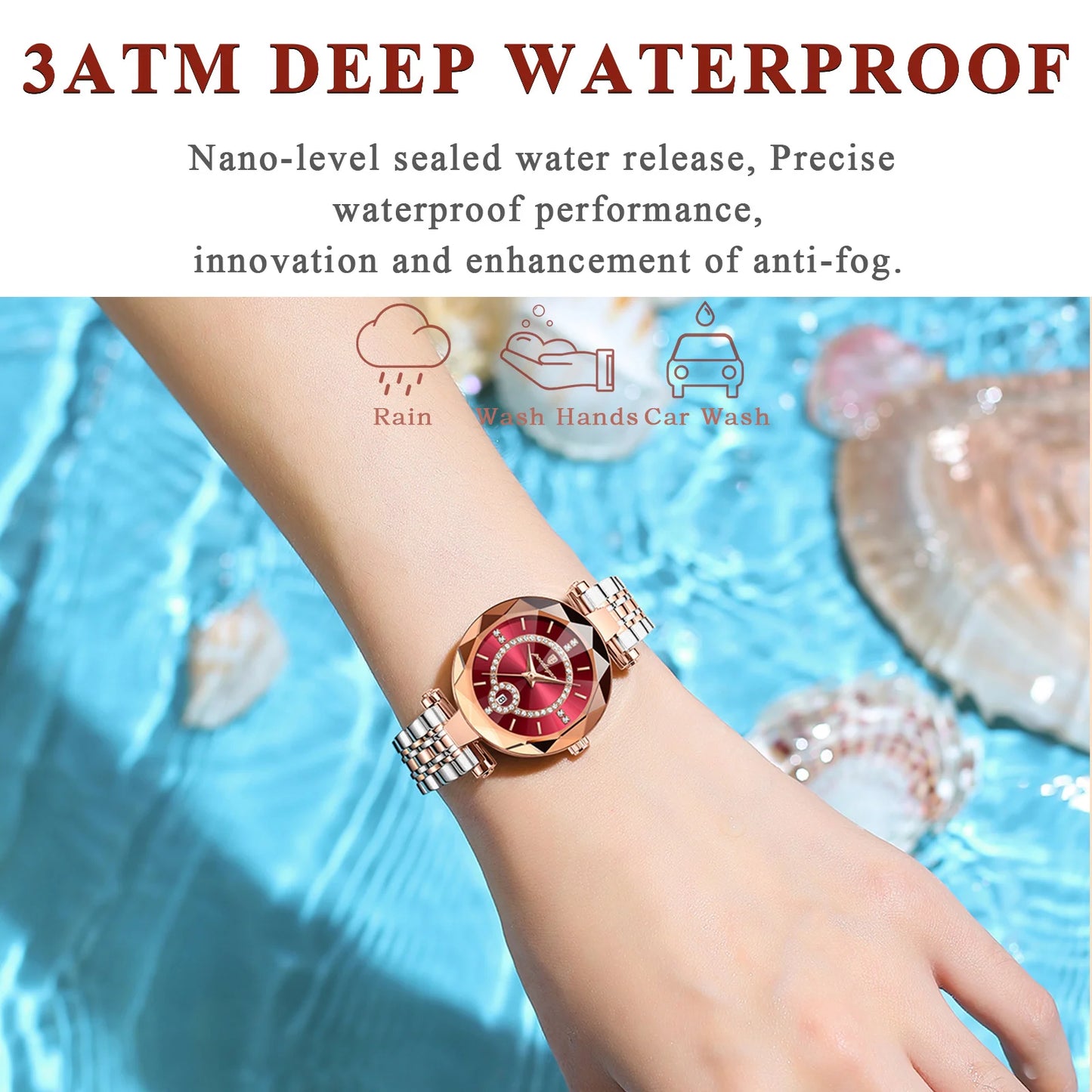 Women’s Ultra-Thin Quartz Watch – Luminous Hands with Diamond-Cut Crystal