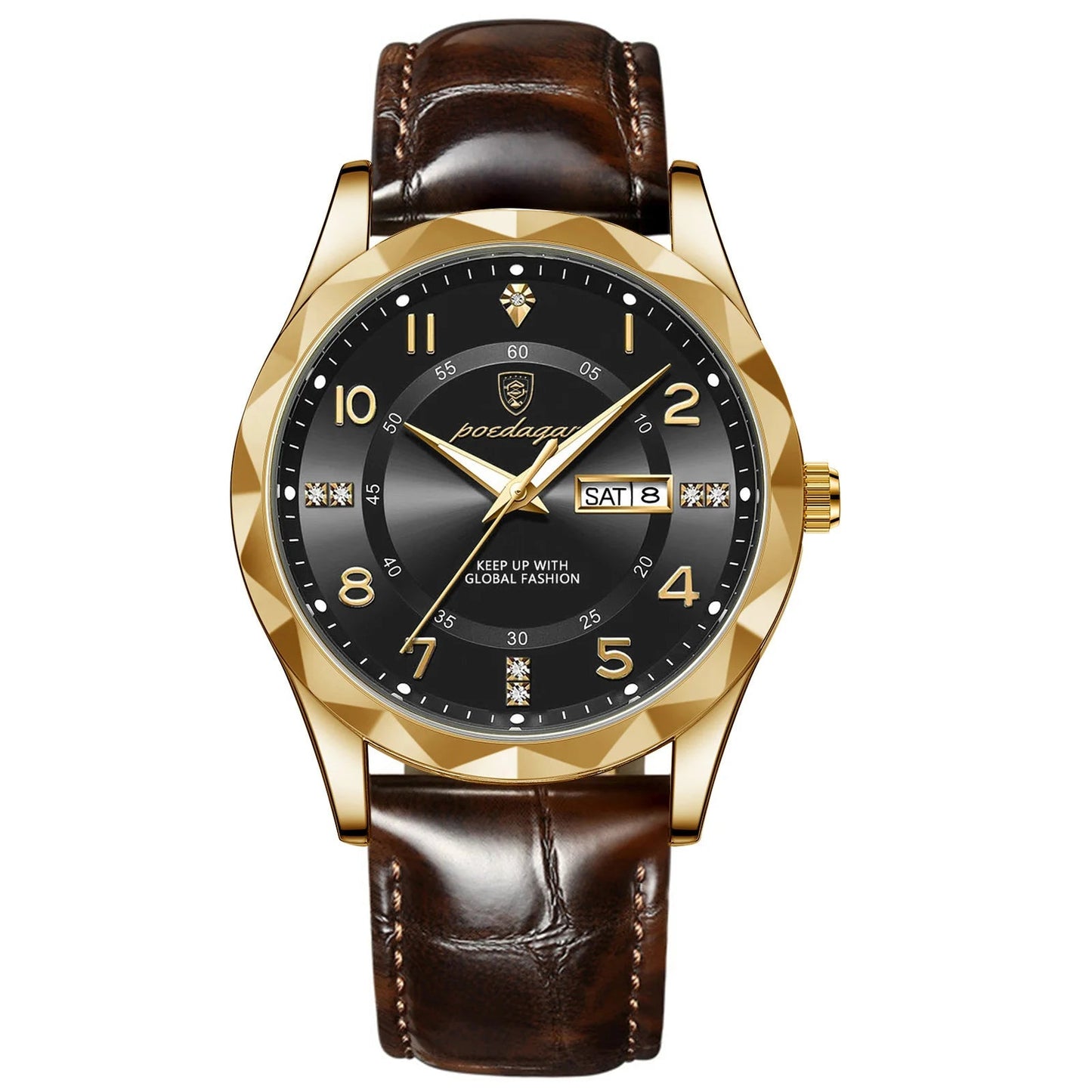 Men’s Luxury Quartz Watch – Leather Band with Luminous Display