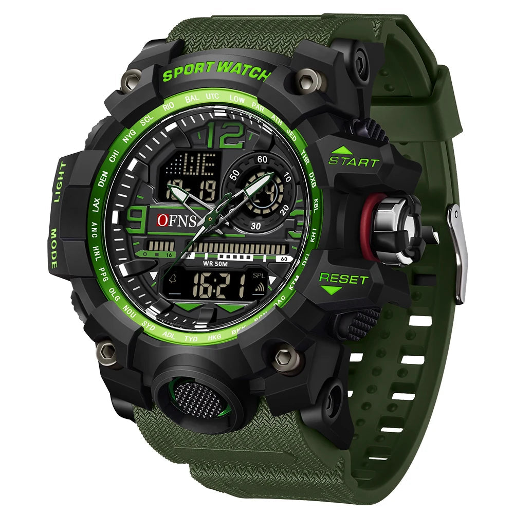 Men’s Multifunctional Sports Watch – LED Digital & Analog Military Quartz Design