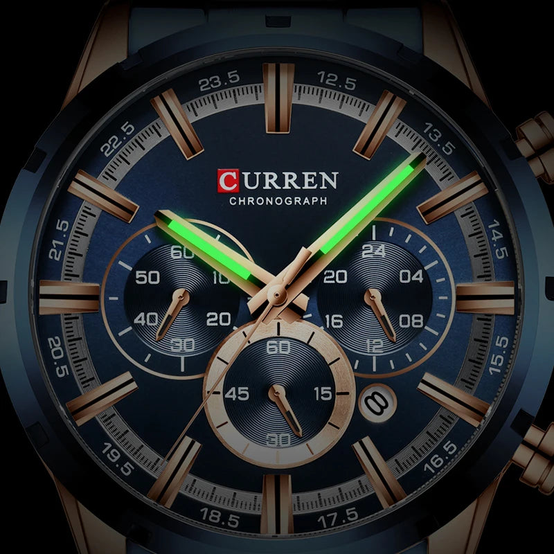 Men’s Classic Quartz Chronograph Watch – Large Case with Luminous Display